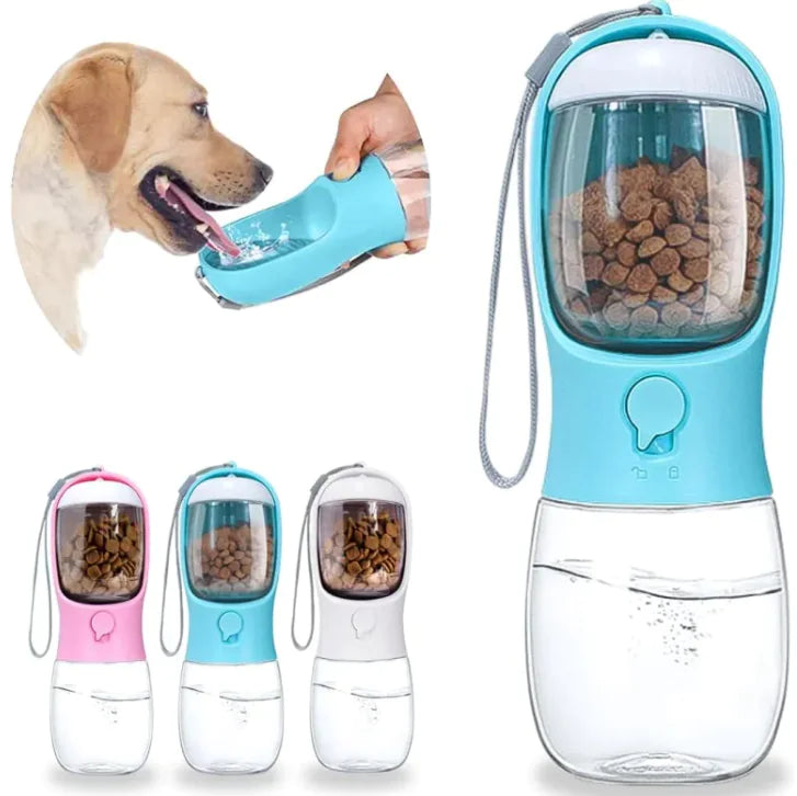 Tragbare Hunde-Trinkflasche 2in1 - Wasser & Futter für unterwegs